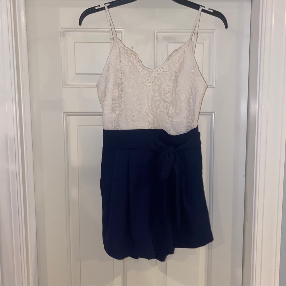 Blue and White Romper